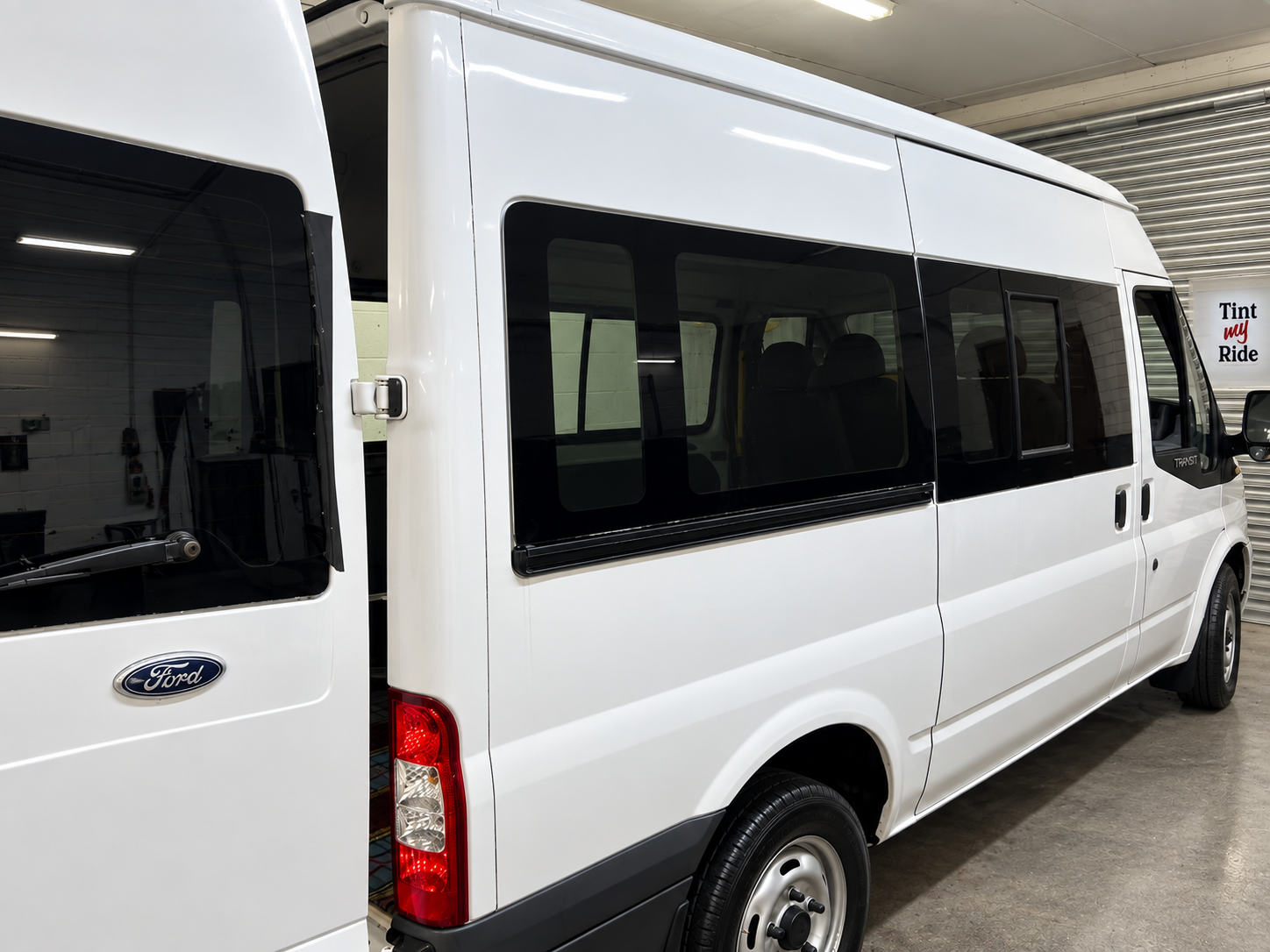 Van with rear privacy window tint